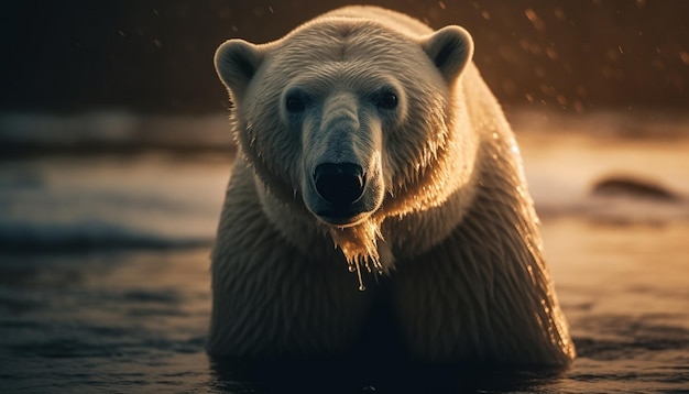 Arktisches Säugetier, süß, gefährdet, nass und aussehend, generiert von KI