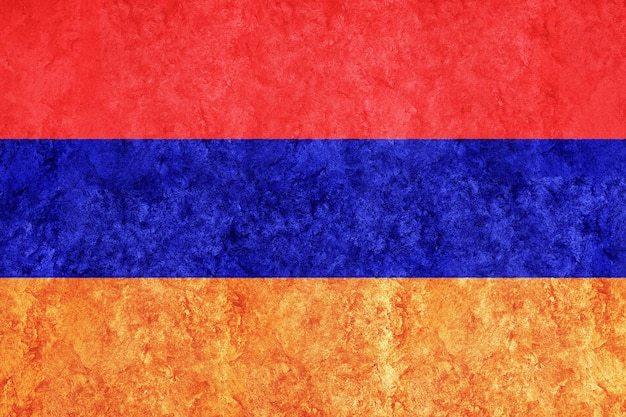 Armenien Metallische Flagge, strukturierte Flagge, Grunge-Flagge