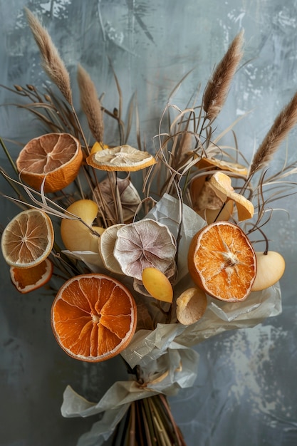 Kostenloses Foto arrangement mit ziergetrocknetem obst und gemüse