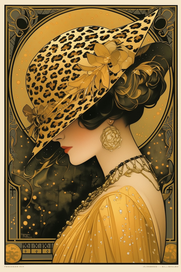 Kostenlose Foto art nouveau-porträt einer schönen frau