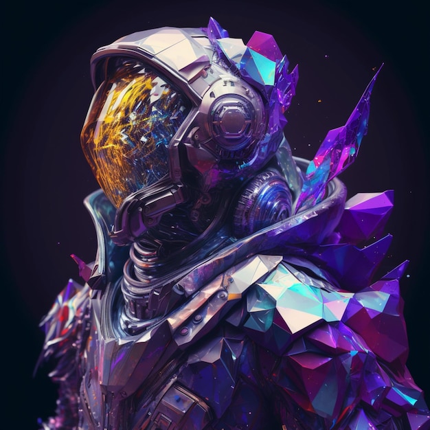 Kostenloses Foto astronaut mit cyberpunk-designillustration