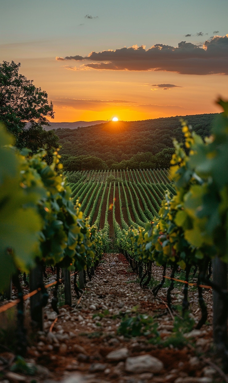 Kostenlose Foto atemberaubender blick vom weinberg mit weinreben und natur
