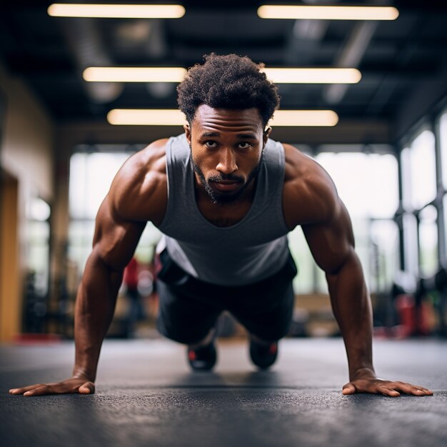 Athletischer Mann trainiert Gymnastik, um fit zu bleiben