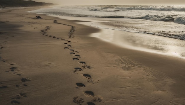 Kostenloses Foto auf dem sand gehen und von ki erzeugte fußspuren hinterlassen