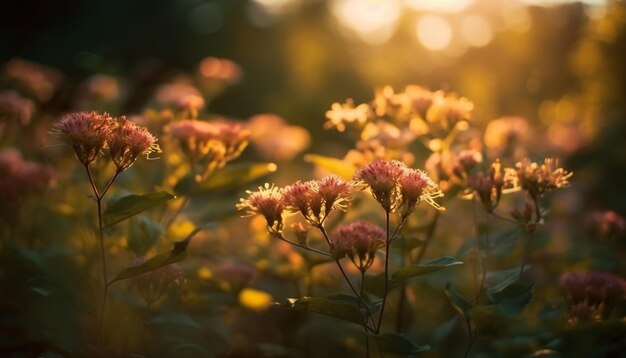 Kostenloses Foto auf der von ki erzeugten ländlichen wiese blühen lebendige wildblumen