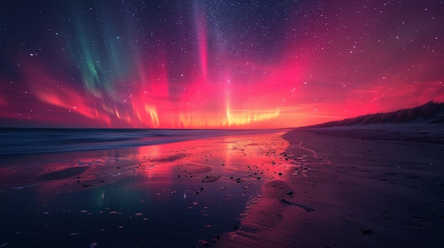 Kostenloses Foto aurora borealis landschaft über dem meer