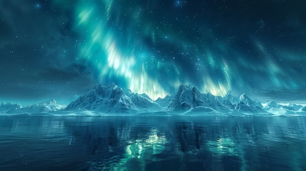 Aurora borealis Landschaft über dem Meer