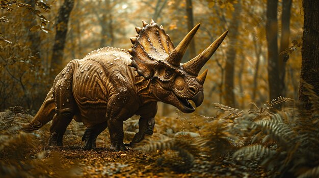 Aussicht auf das ausgestorbene Triceratops-Dinosaure