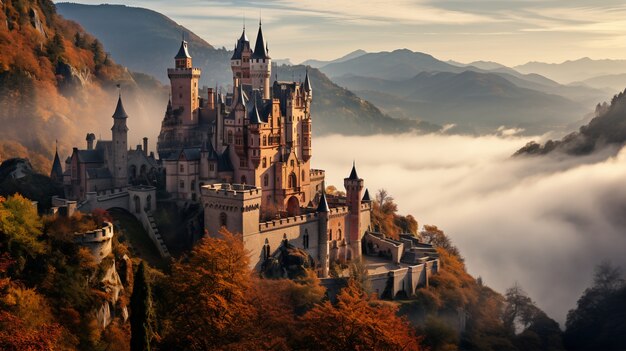 Aussicht auf das Schloss mit Naturlandschaft