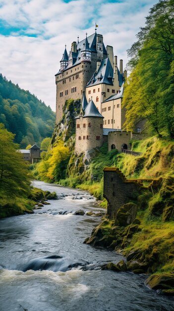 Aussicht auf das Schloss mit Naturlandschaft