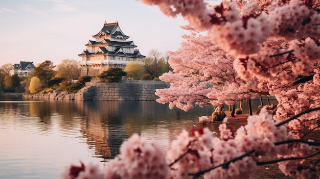 Kostenloses Foto aussicht auf das schloss mit naturlandschaft