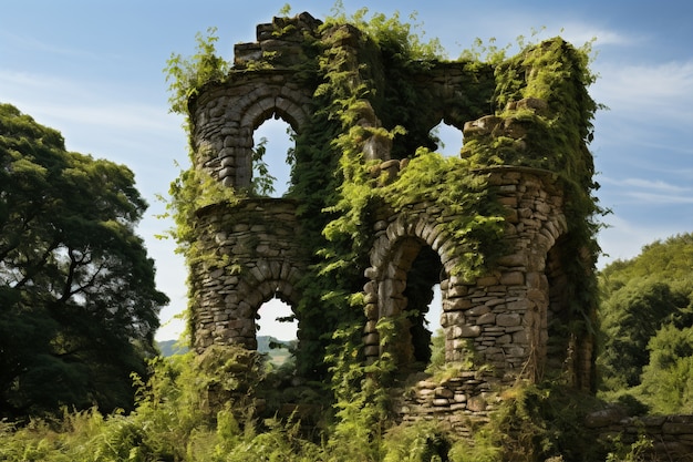 Kostenloses Foto aussicht auf das schloss mit naturlandschaft