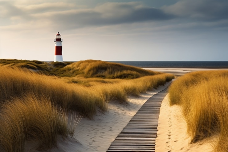 Kostenlose Foto aussicht auf den leuchtturm mit leuchtfeuer