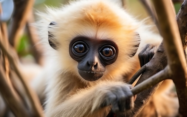 Kostenloses Foto aussicht auf den wilden gibbon-affen