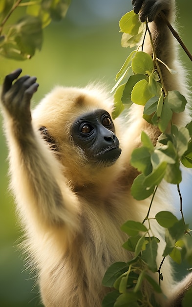 Kostenloses Foto aussicht auf den wilden gibbon-affen