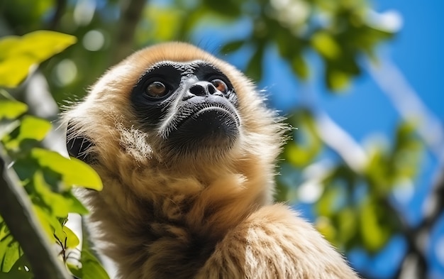 Kostenloses Foto aussicht auf den wilden gibbon-affen