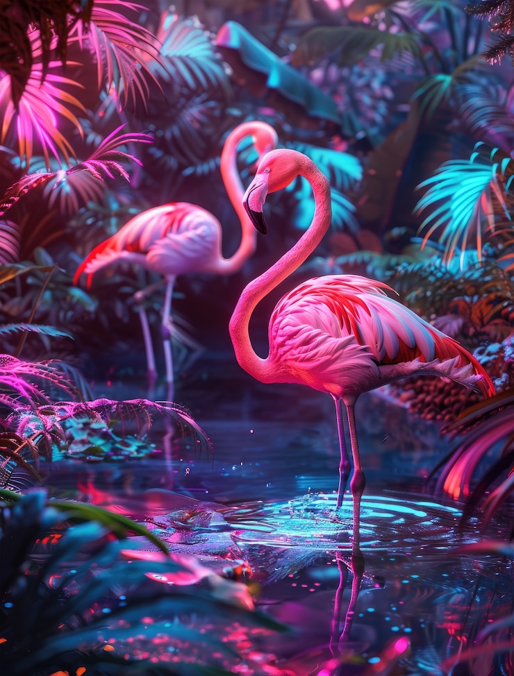 Kostenlose Foto aussicht auf den zeichentrickfilm-tropischen flamingo