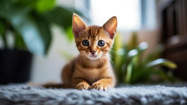 Kostenloses Foto aussicht auf ein entzückendes kätzchen im haus