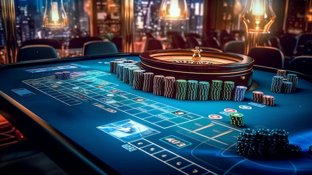 Aussicht auf ein Roulette-Spiel in einem Casino