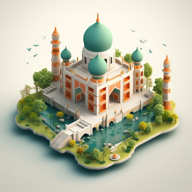 Aussicht auf eine 3D-islamische Moschee