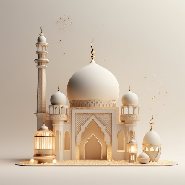 Aussicht auf eine 3D-islamische Moschee