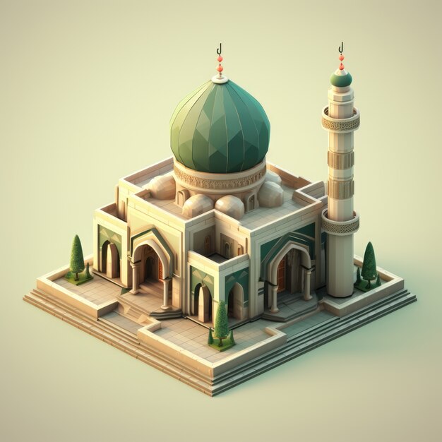 Aussicht auf eine 3D-islamische Moschee