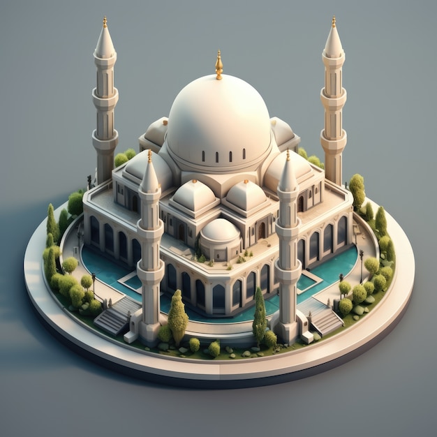 Kostenloses Foto aussicht auf eine 3d-islamische moschee