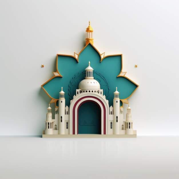 Aussicht auf eine 3D-islamische Moschee