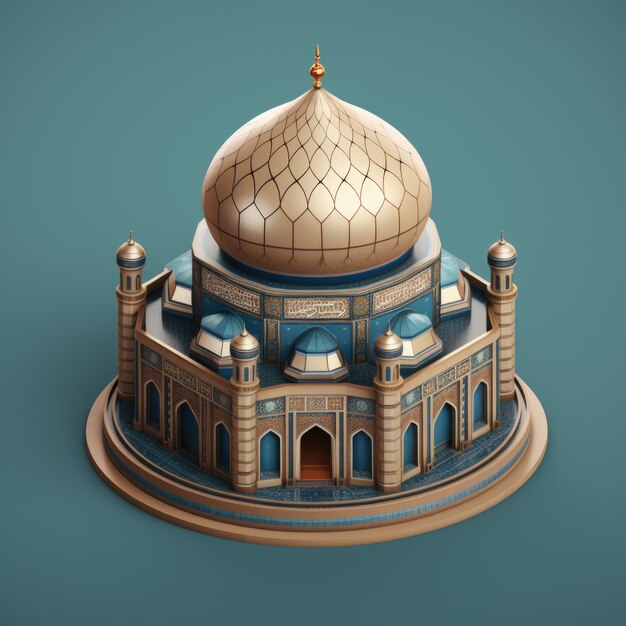 Aussicht auf eine 3D-islamische Moschee