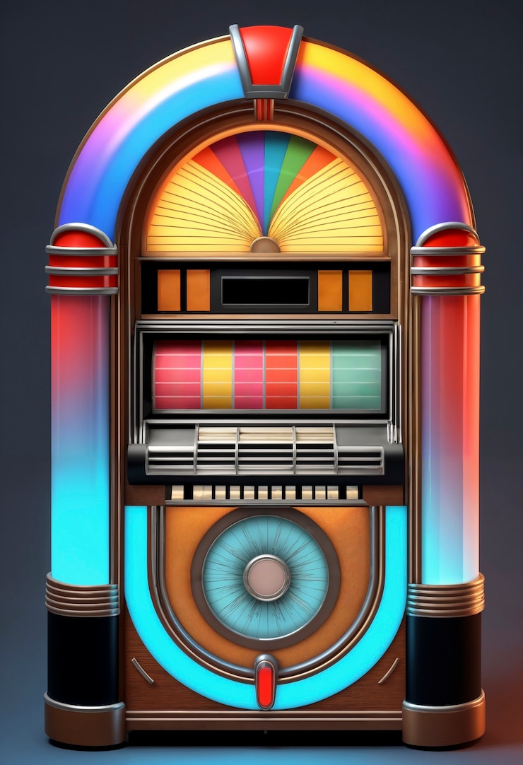 Kostenlose Foto aussicht auf eine retro aussehende jukebox-maschine