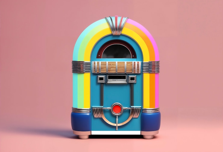 Kostenlose Foto aussicht auf eine retro aussehende jukebox-maschine