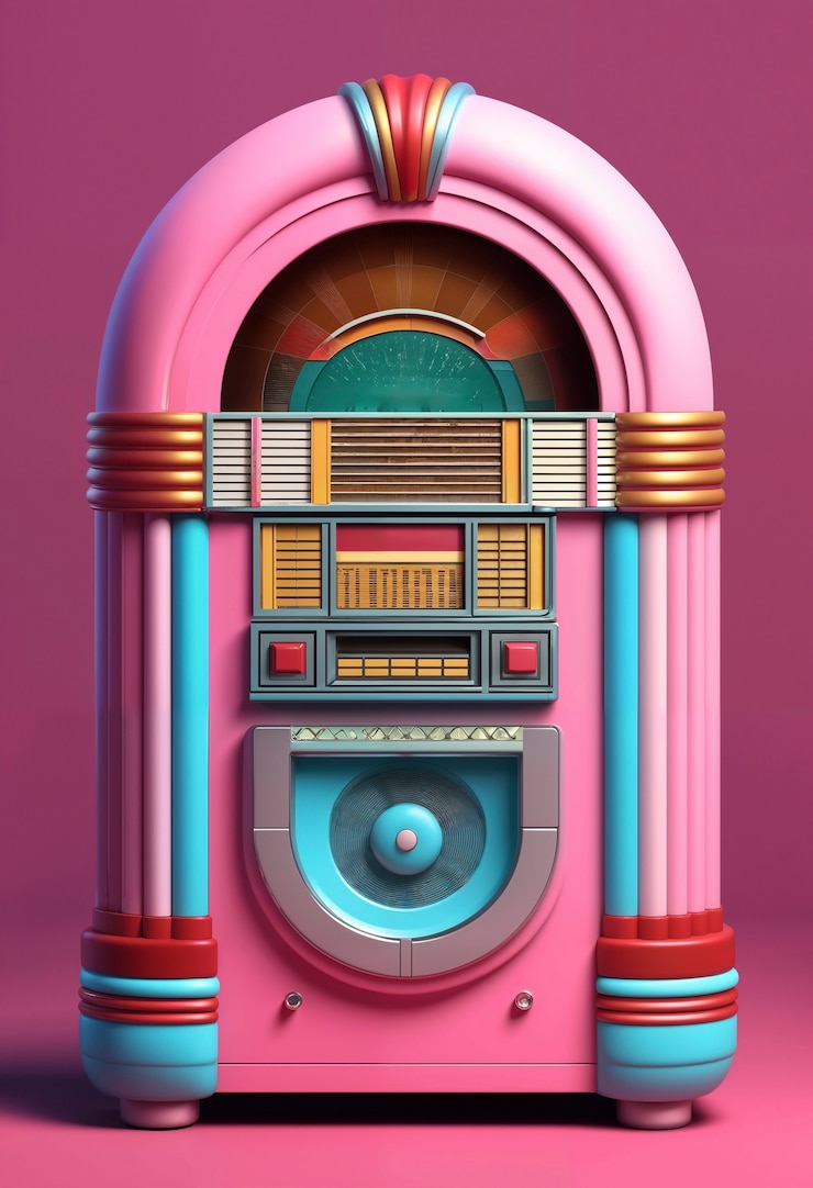 Kostenlose Foto aussicht auf eine retro aussehende jukebox-maschine