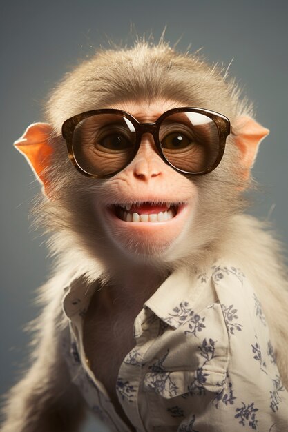 Aussicht auf einen lustigen Affen mit Sonnenbrille