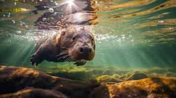 Kostenloses Foto aussicht auf einen wilden otter
