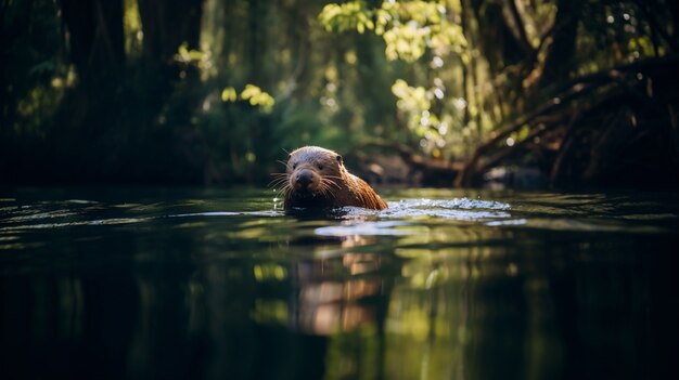 Aussicht auf einen wilden Otter