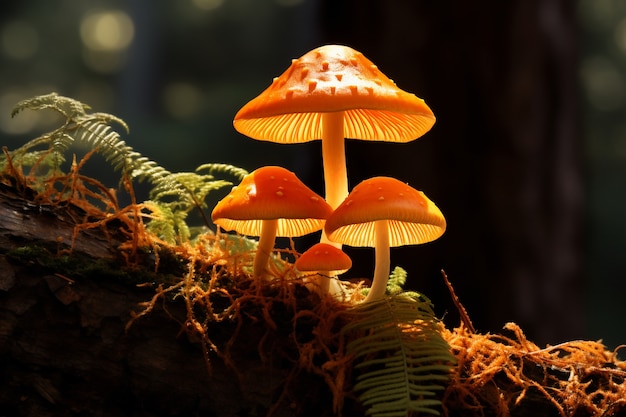 Aussicht auf in der Natur wachsende Pilze