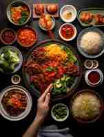 Kostenloses Foto aussicht auf köstliches essen für das chinesische neujahrs-wiedervereinigungsessen