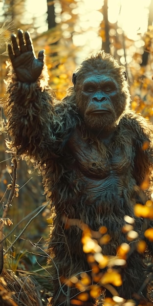 Aussicht auf Sasquatch-Kreatur in der Natur im Freien