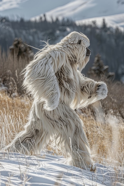 Aussicht auf Sasquatch-Kreatur in der Natur im Freien