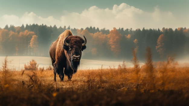 Aussicht auf wilde Bison