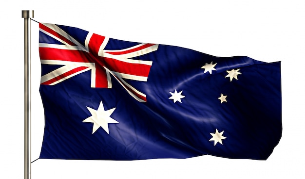 Australien Nationalflagge isoliert 3D weißen Hintergrund