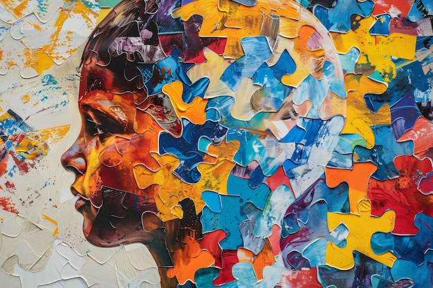 Kostenloses Foto autismus-tag mit farbenfrohem porträt