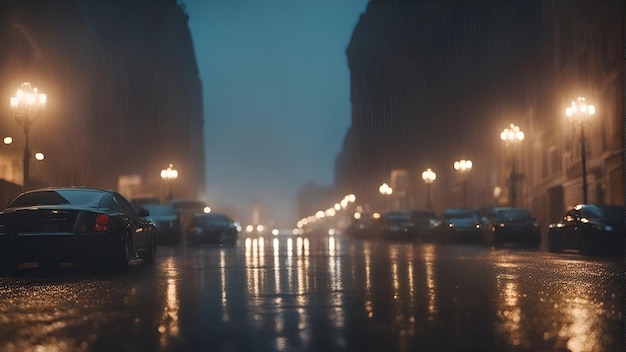 Kostenloses Foto autos auf der straße im nebel bei nacht langzeitbelichtung