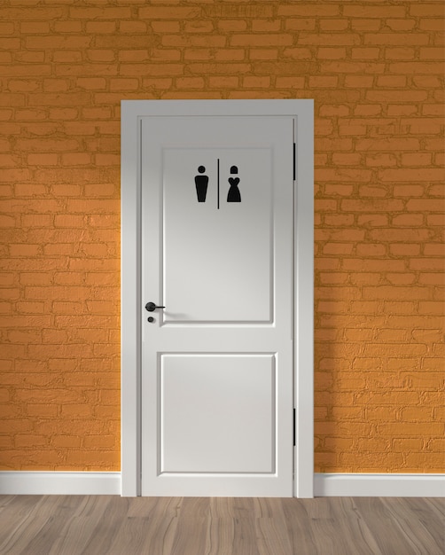 Badezimmerschild an weißer Tür