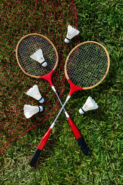 Badminton-Sets Stillleben flach liegen