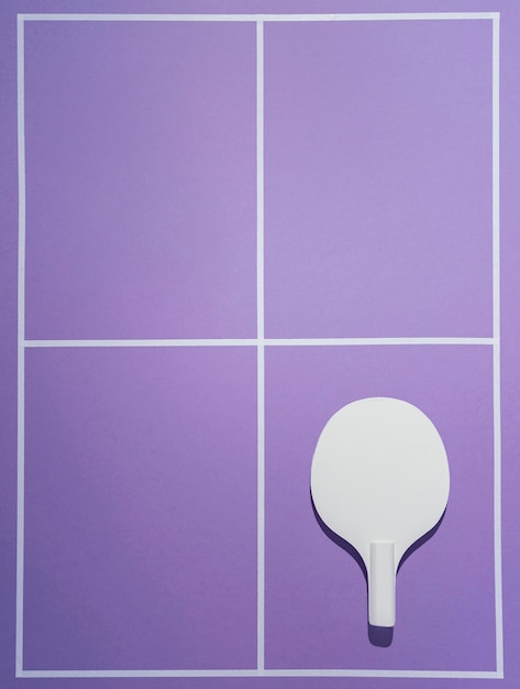 Kostenloses Foto badmintonpaddel der draufsicht auf lila hintergrund