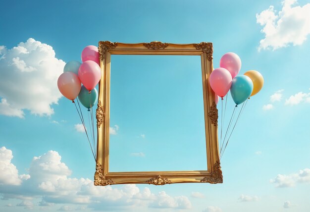 Ballons und ein goldener Rahmen
