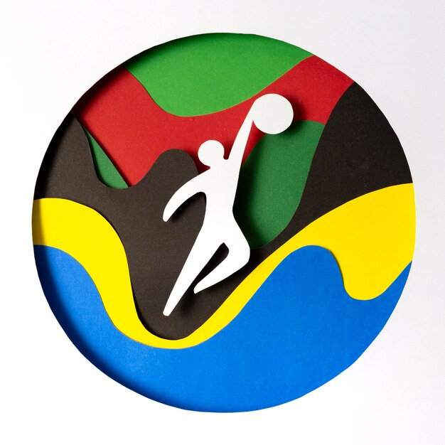Basketballspiel im Papierstil