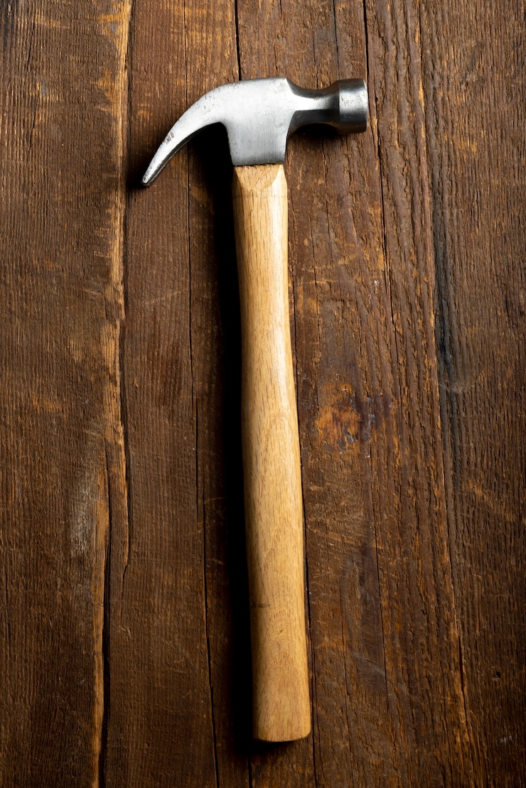 Kostenlose Foto bauhammer-stillleben von oben