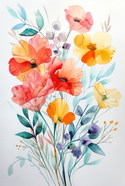 Kostenloses Foto beautiful watercolor floral arrangement